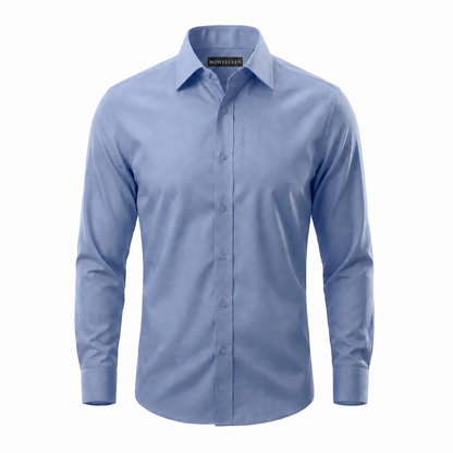 Montelven Glatt wrinkle-free shirt in light blue with Montelven neck label