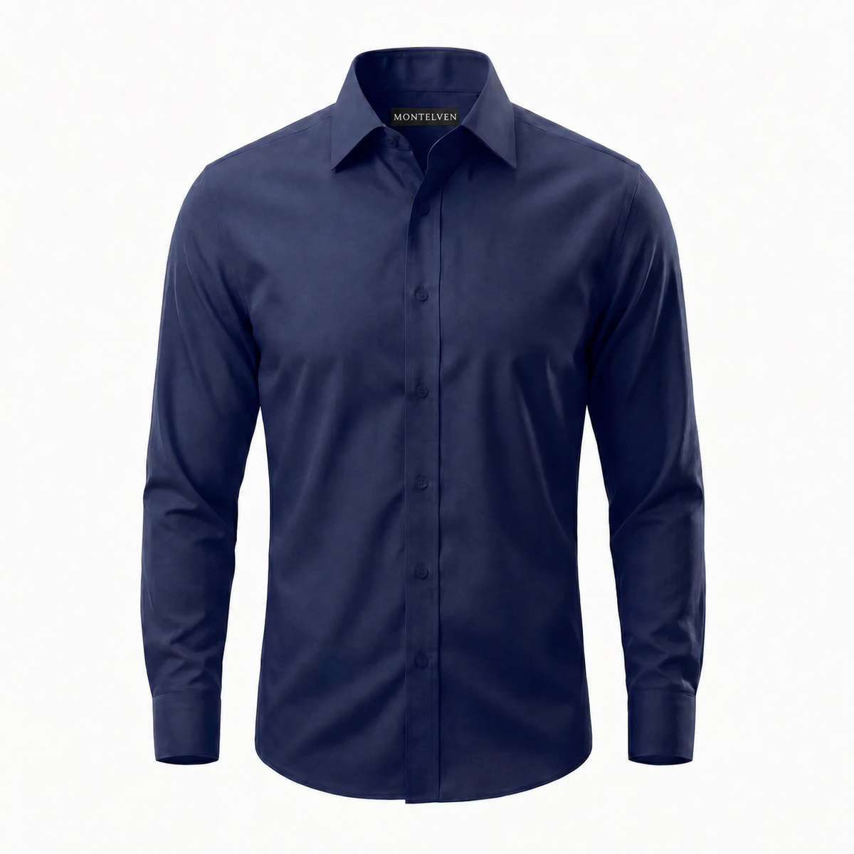 Montelven Glatt navy wrinkle-free shirt with Montelven neck label