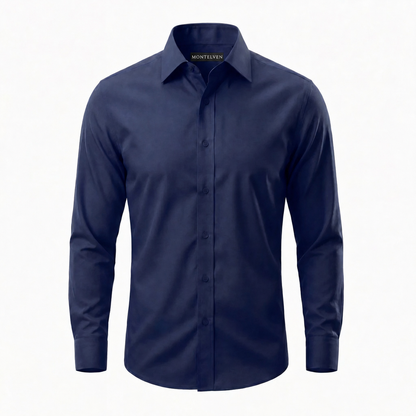Montelven Glatt navy wrinkle-free shirt with Montelven neck label